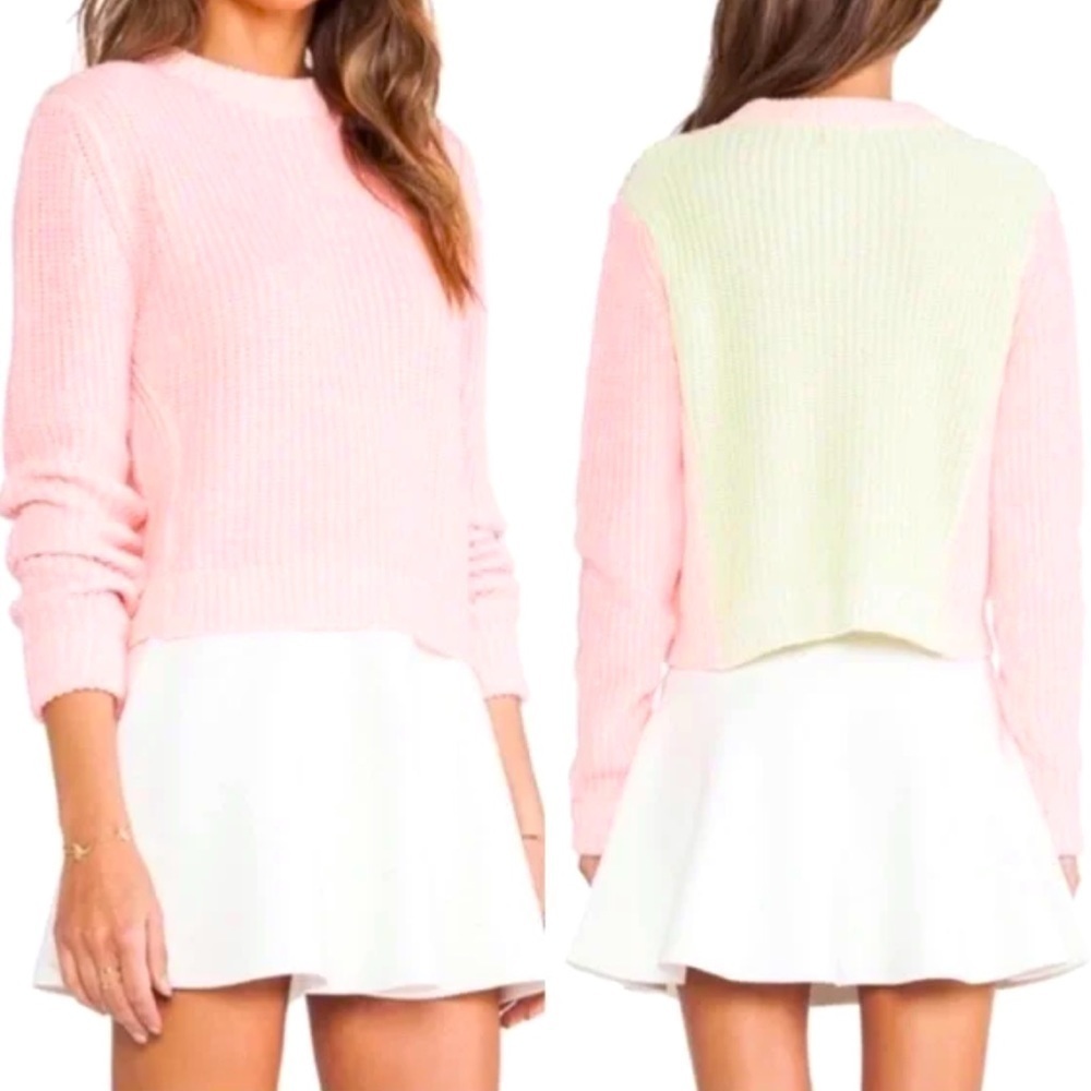 TORN by Ronny Kobo color block knit crew neck sweater